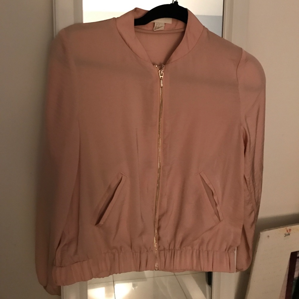 H&M Dusty Rose Zip Bomber Jacket